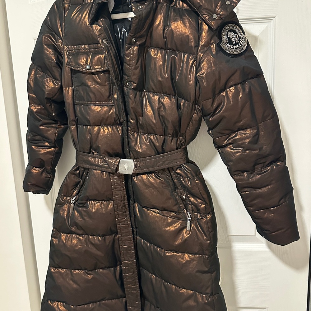 Vintage Moncler Metallic Dark Brown Embellished Puffer Coat